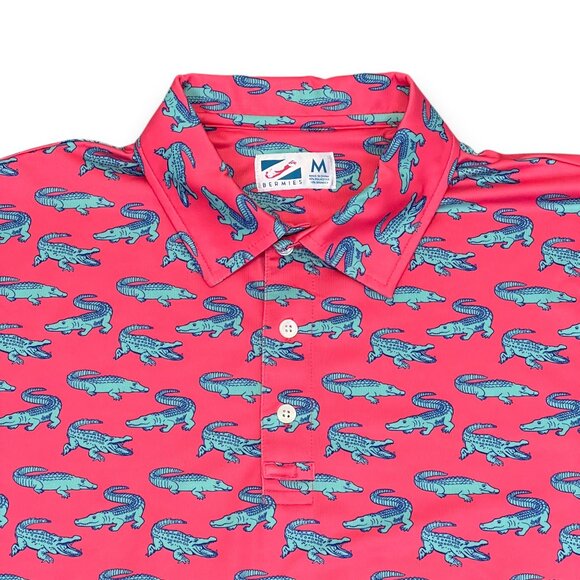 Bermies Men's Gator Pattern Polo Size Medium - Picture 2 of 5